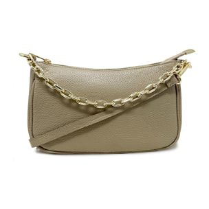Chicca Borse - Tracollina Clutch Donna in Vera Pelle - Colore Fango