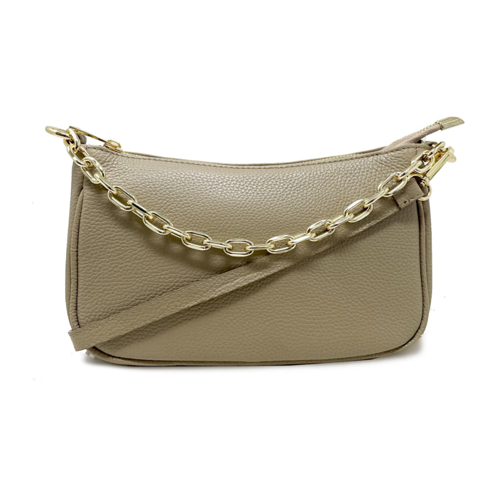 Chicca Borse - Tracollina Clutch Donna in Vera Pelle - Colore Fango