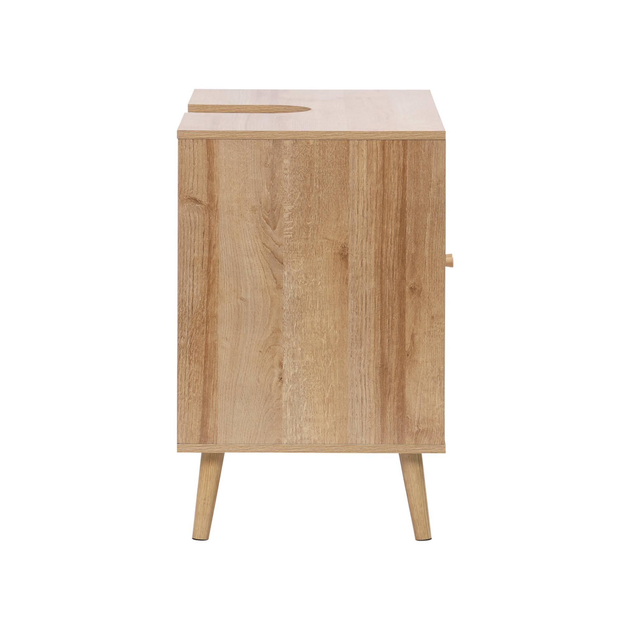 Meuble sous lavabo décor bois et cannage BOHÈME