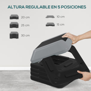 Step de Aeróbic Step para Fitness Stepper Antideslizante con Altura Ajustable de 10/15/20/25/30 cm Carga 150 kg para Entrenamiento en Casa Gimnasio Gris