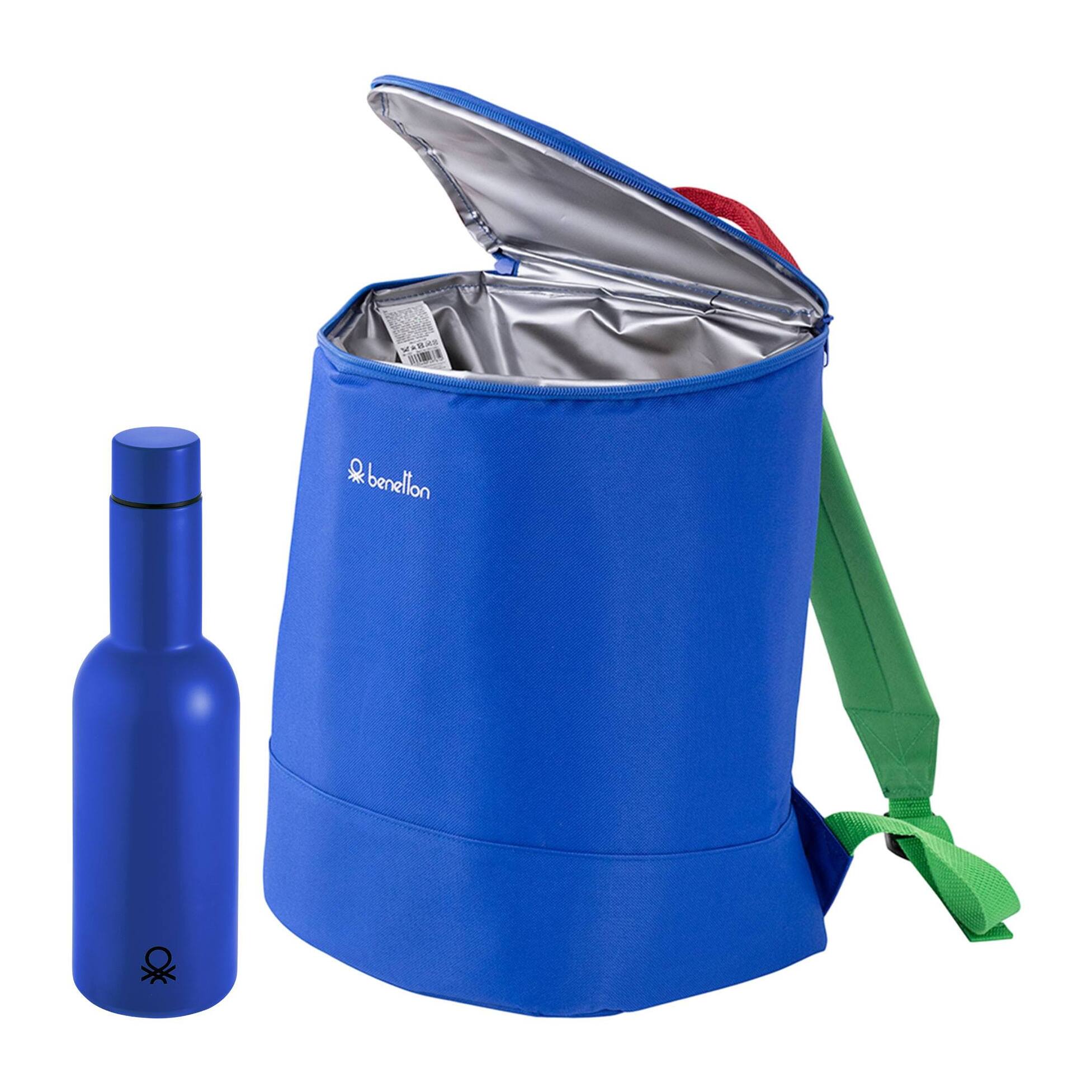 Mochila isotérmica y botella de agua 550ml color azul