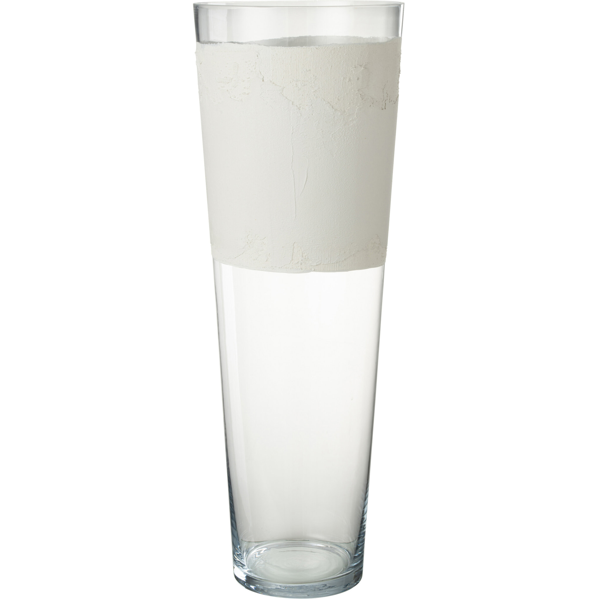 J-Line vase Delph - verre - transparent/blanc - extra large - 70 cm de hauteur