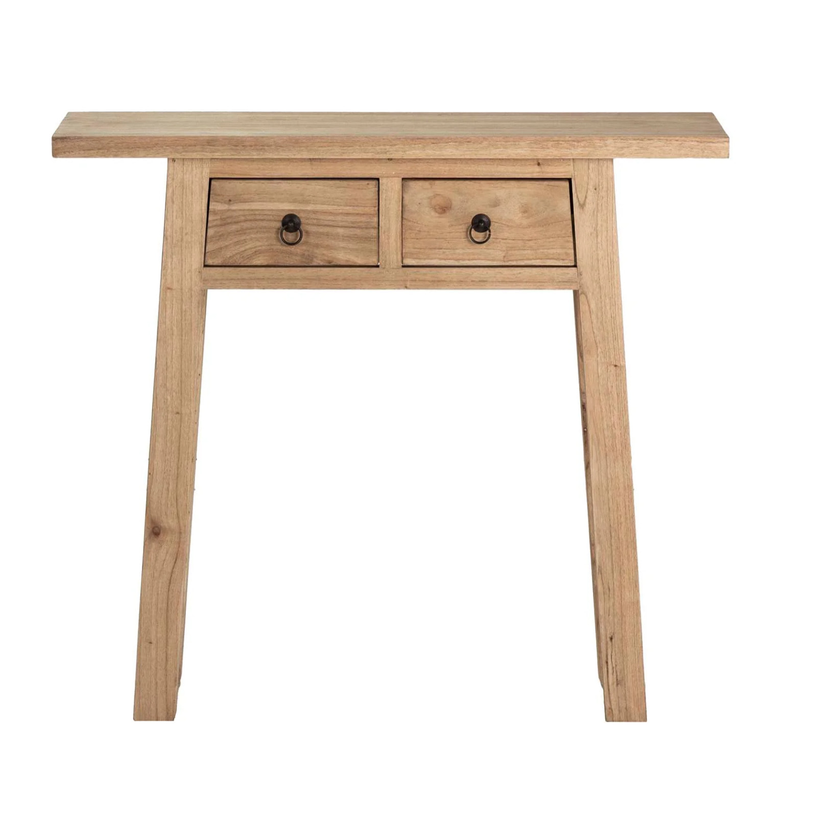 Consola Madera Mindi Natural 2 Cajones 90x30x80 Cm