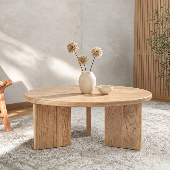 Table basse ronde en bois massif de mindi - Galia