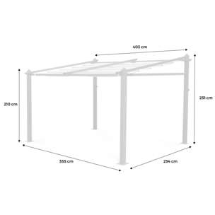 Toile de toit grise pour tonnelle 3x4m Murum - toile de rechange pergola. toile de remplacement