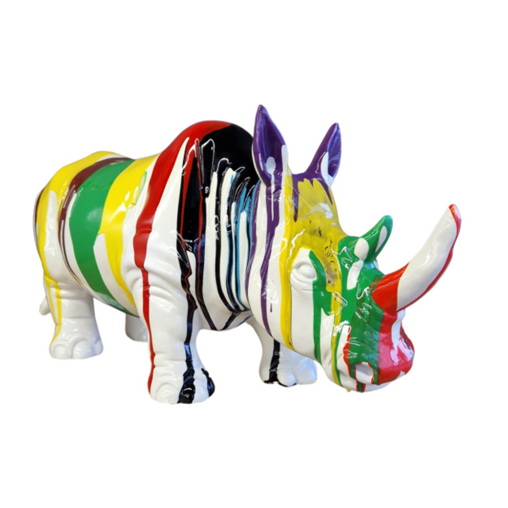 Statuette rhinocéros multicolore en résine H24cm - RHINO POP 2