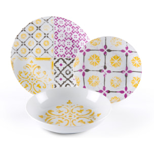 Service de table 18 pièces Excelsa – Maioliche, Porcelaine Multicolore