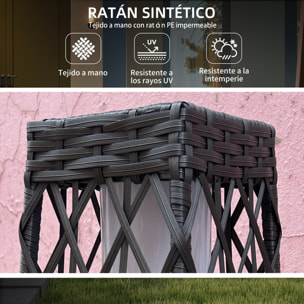 Linterna de Jardín de Ratán Sintético Farola Solar con Luces LED Encendido y Apagado Automático para Terraza Balcón Patio 20x20x68 cm Gris