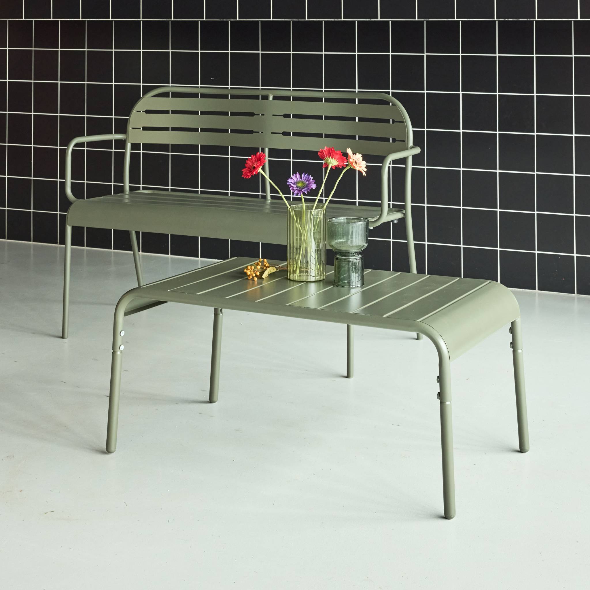 Table basse de jardin rectangulaire acier  AMÉLIA