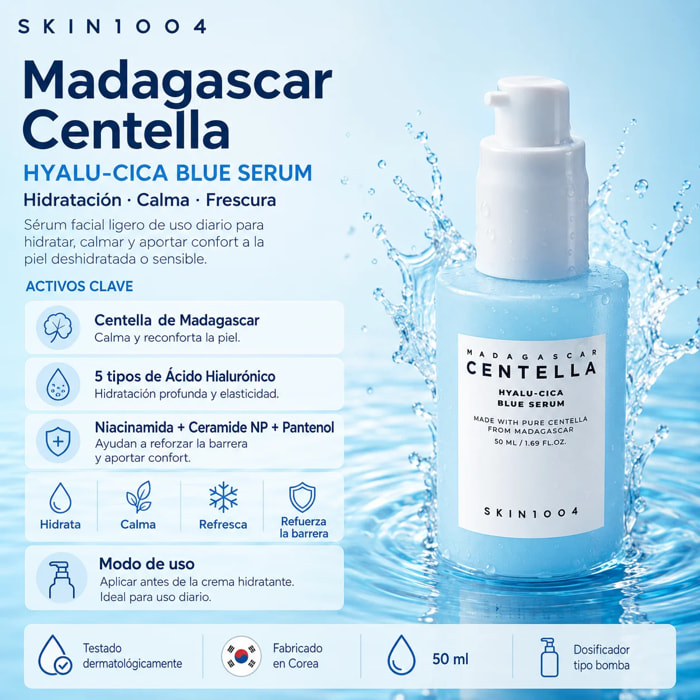 Sérum facial Madagascar Centella Hyalu-Cica Blue Serum SKIN1004 50 ml