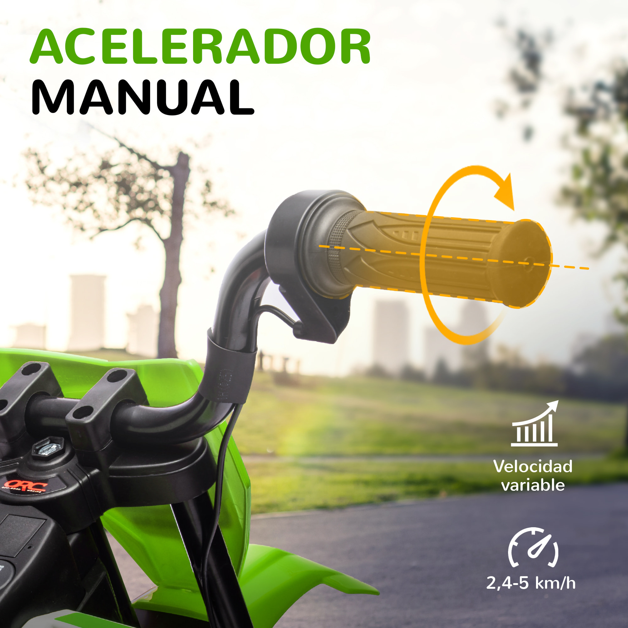 Moto Eléctrica para Niños de +3 Años, Moto Eléctrica Infantil con Batería 12V, Música, Velocidad 2,4-5 km/h y Ruedas Auxiliares Desmontables, Carga 30 kg, Verde