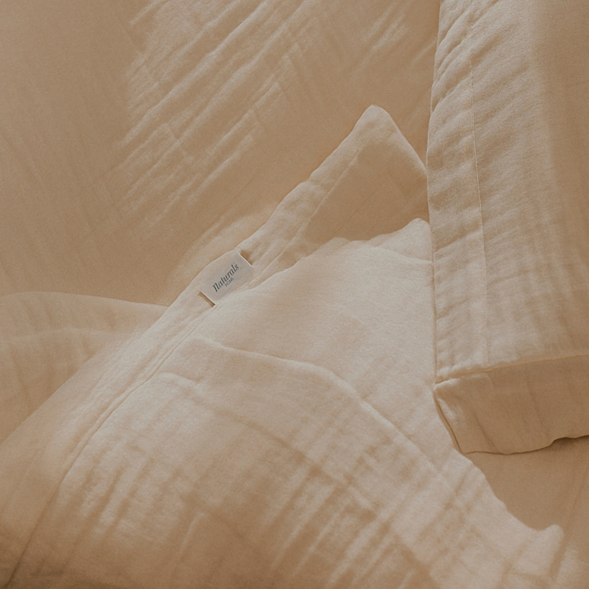 Funda de Almohada - 100% Algodón de Muselina - Beige