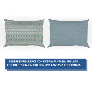 Parure Copripiumino 100% Cotone Made In Italy Fantasia Zig Zag Disegno Baia Verde