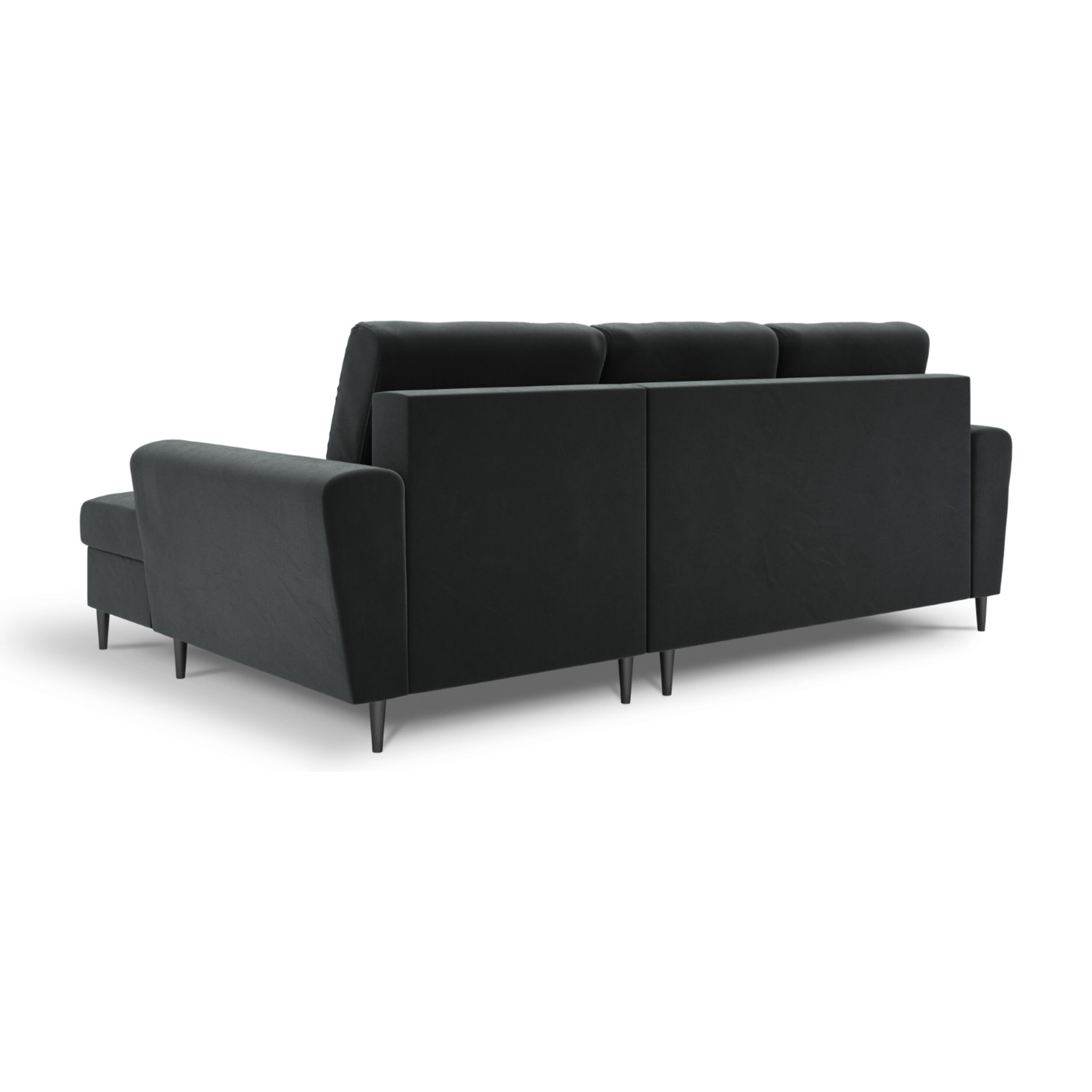 Canapé d'angle droit convertible avec coffre de rangement "Kyoto" 4 places en velours gris foncé