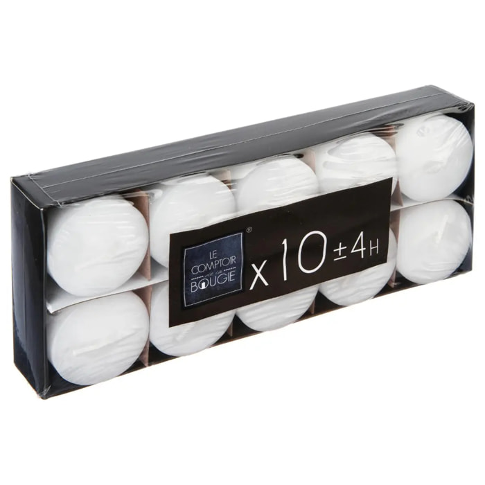 Lot de 10 bougies "Many" blanc 45g