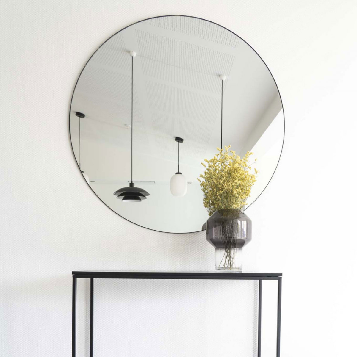 Jersey - Miroir rond en métal ø100cm : Couleur - Noir.