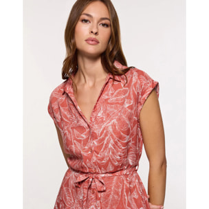 Vestido Manga Corta Naranja - Luminjur