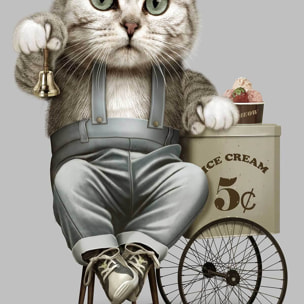 Affiche enfant vendeur de crême glacé  Affiche + cadre en bois - Noir