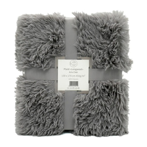 Plaid imitation poils longs - Longwool Gris Clair - 130x170cm - 450g/m²