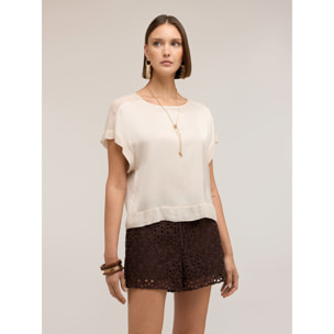 Motivi - Blusa in raso con scollo a barchetta - Bianco