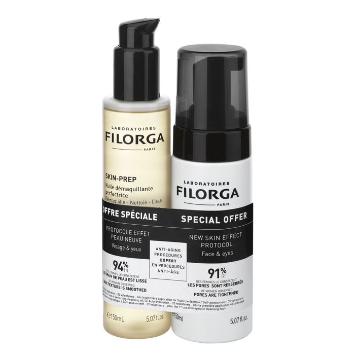 Skin-Prep - Duo Huile Démaquillante Perfectrice 150 ml + Mousse Nettoyante 150 ml