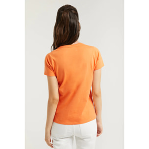 Camiseta básica naranja de manga corta con logo Polo Club