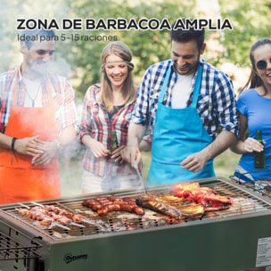 Barbacoa de Carbón Barbacoa Portátil 94x39x70 cm con 2 Parrillas de Acero Inoxidable y 2 Especieros para Acampar Picnic Camping Jardín Verde Oliva