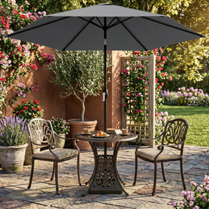 Parasol inclinable manivelle dia. 196 cm métal gris