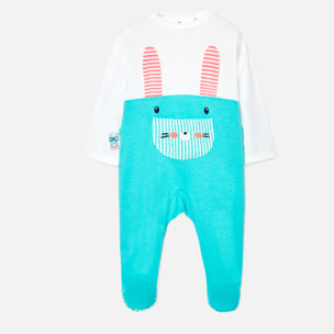 Pelele unisex recién nacido, algodón estampado, verde agua