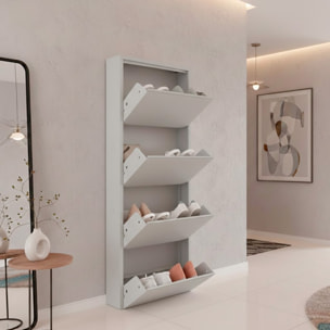 Scarpiera Slim In Metallo 4 Ante A Ribalta Ultra Sottile Salvaspazio Mobile Portascarpe Moderno Ingresso Camera Corridoio 138 x 50 x 15 Cm Grigio