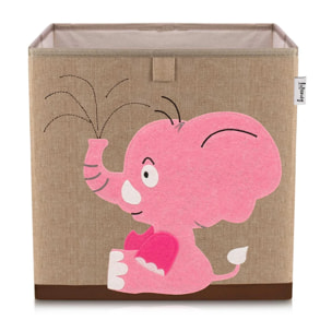 Boîte de rangement en tissu pour enfant "éléphant rose", compatible Ikea Kallax Lifeney