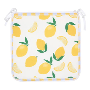 Galette de chaise Fruity 39x39cm imprimé citrons jaunes