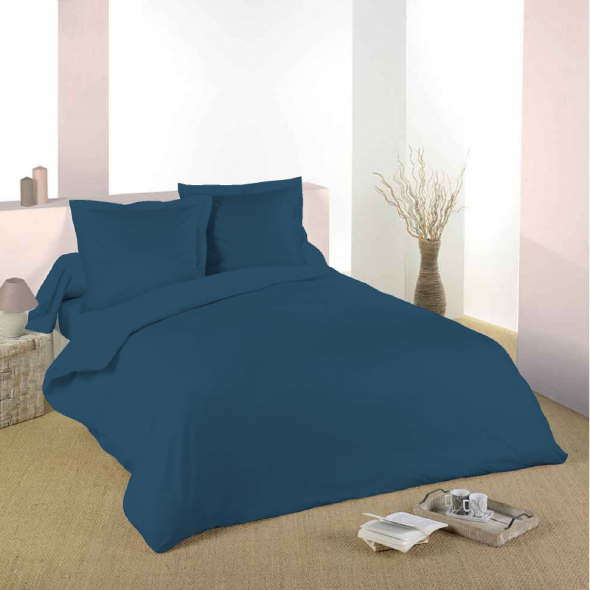 Housse de couette Marine / 100% Coton / 57 Fils/cm²