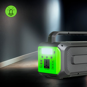 Estación de energía portátil CL-8102. 200W y batería de 12V 14Ah. Con altavoz de 20W y panel solar de 30W incluido. Luz LED integrada con 4 modos.