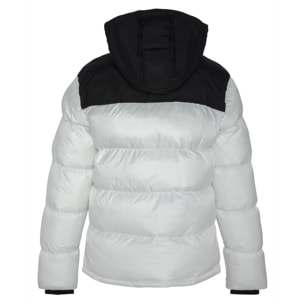 UTAH2 PADDED HOODED JACKET WITH YOKES & SCHOTT NYC CHEST EMBROIDERY BODY = 100% NYLON / YOKES = 60% COTTON 40% NYLON Bianco