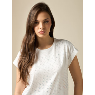 Oltre - T-shirt con pioggia di cristalli - Bianco