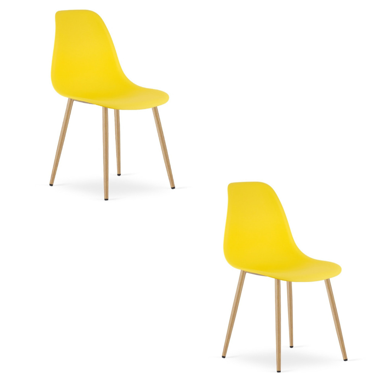 Set di 2 sedie Wat gialle con gambe effetto legno