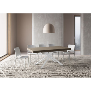 Mesa extensible 90x180/440 cm Karida gris paloma patas blanca