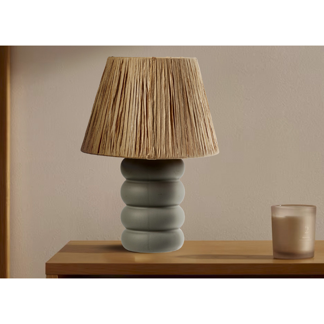 Lampada Da Tavolo Comodino Ricaricabile Accensione On/Off Modello Atene Big Biege