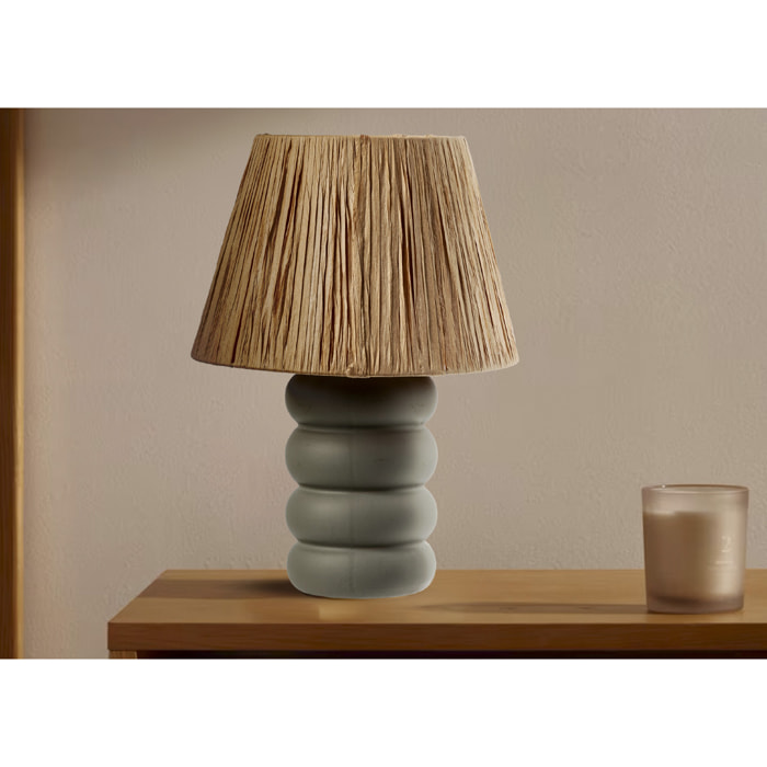 Lampada Da Tavolo Comodino Ricaricabile Accensione On/Off Modello Atene Big Biege