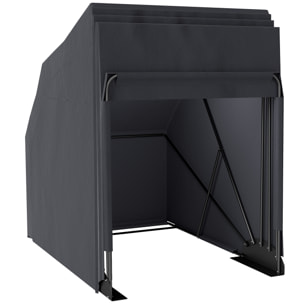 Abri moto extérieur pliable housse imperméable 3 couches support métal 2 fenêtres enroulables noir