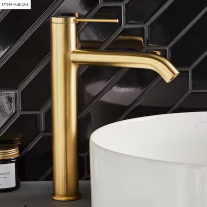 Mitigeur lavabo bec haut Grands Boulevards sans vidage Laiton brossé