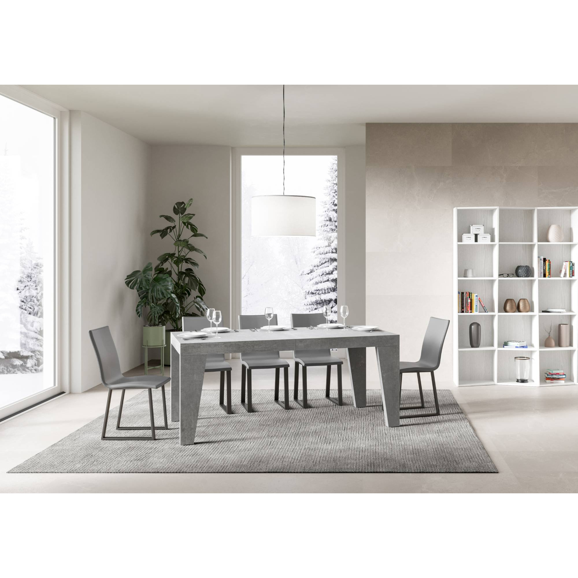 Table extensible 90x180/284 cm Naxy Premium Gris Béton