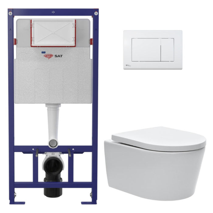 Pack WC bâti ECO 2L Swiss Aqua Technologies + WC suspendu Swiss Aqua Technologies + plaque blanc brillant (STESTBRWR01-IN)