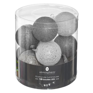 Guirlande LED à piles 10 boules "Smoky" D6cm