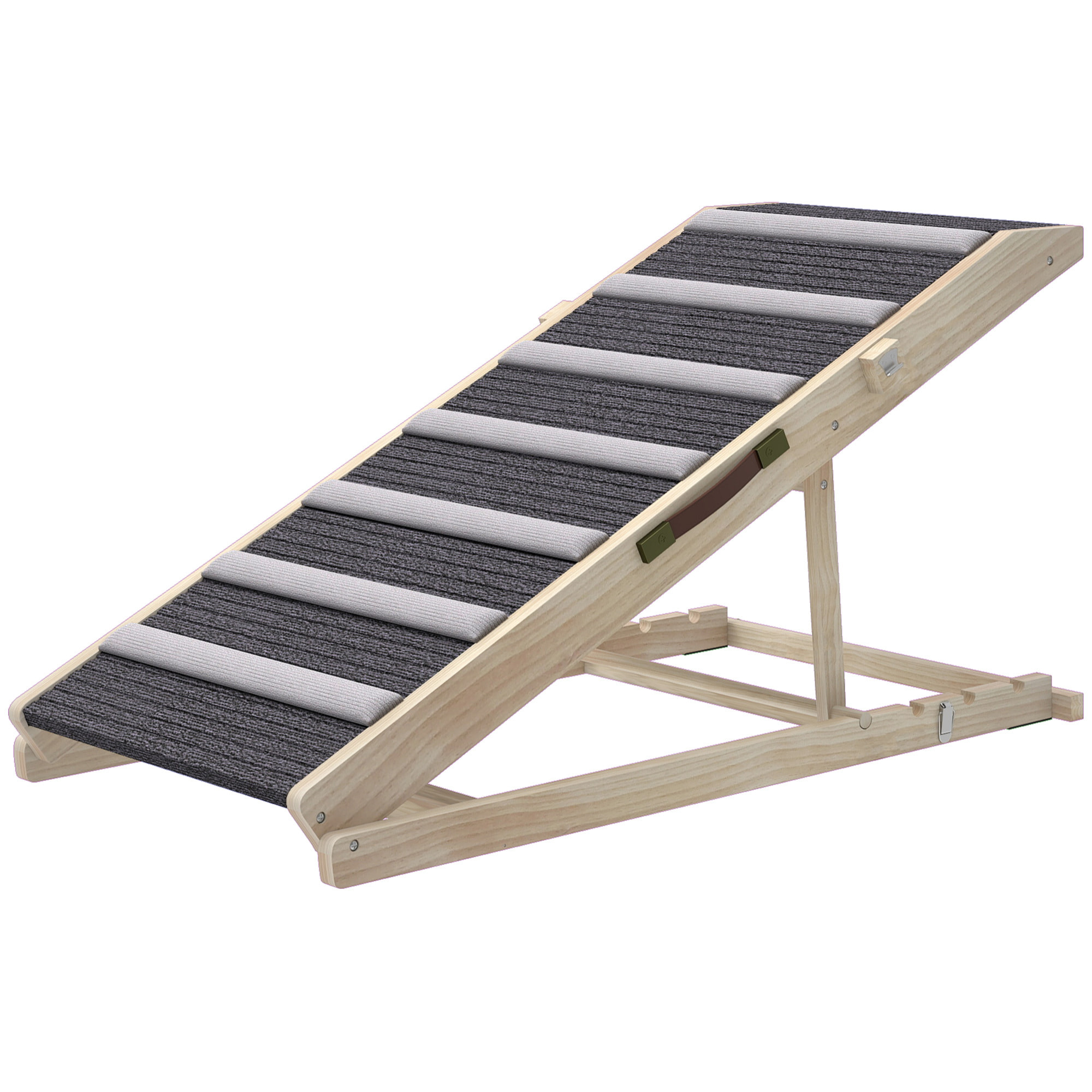 Rampe chien bois réglable surface antidérapante gris