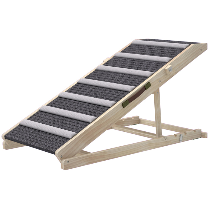Rampe chien bois réglable surface antidérapante gris