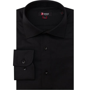 Camicia Uomo 1 Bottone Francese Slim Armaturato Riga Media Nero