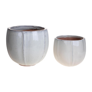 Set 2 vaso rotondo - Colore Crema - 27,5xH24x27,5cm - Bianchi Dino