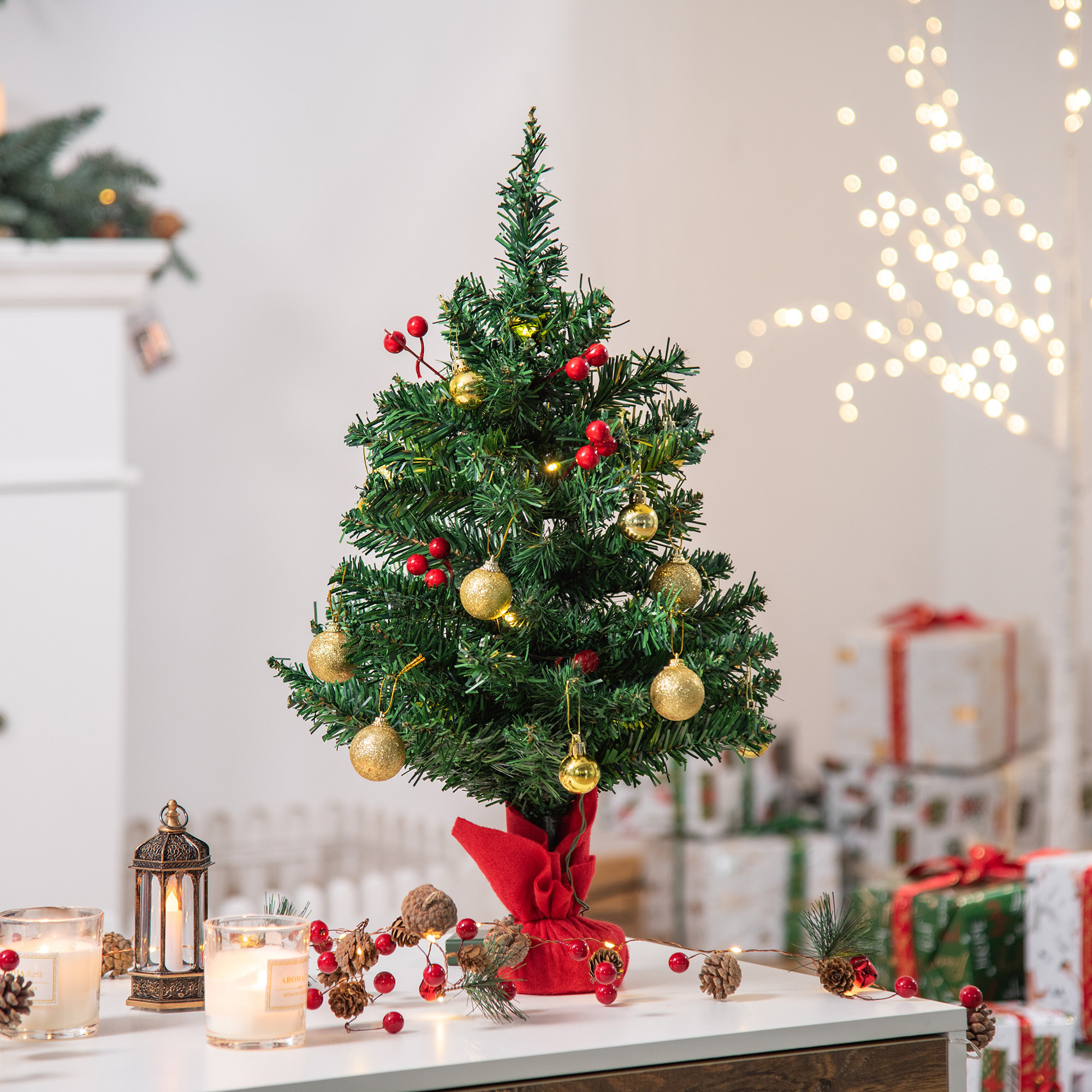 Mini árbol de Navidad con 73 Ramas de PVC ÃÂ¤20x60cm Verde
